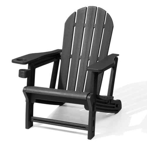 Outdoor Adirondack Chair Quick Clip-On Installation Cup Holder Waterproof HDPE Adirondack Chair in Solid Black (1-Pack)
