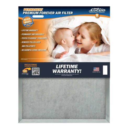 Air-Care 18x20x1 Permanent Washable Electrostatic Air Filter EPA Registered Merv 8 Rating: Reusable, Captures Allergens