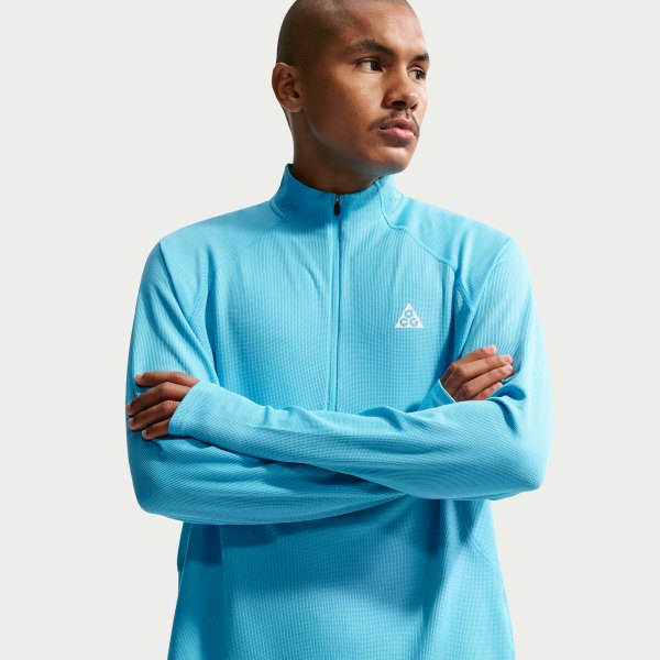Mens Nike ACG Dri-FIT Mid-Layer 1/4-Zip Trail Running Top in Blue | IO9669-416