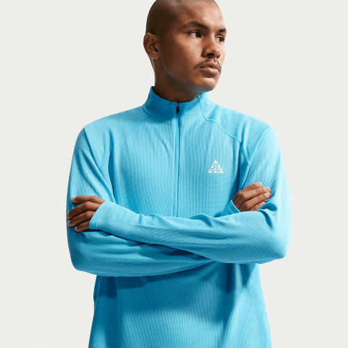 Mens Nike ACG Dri-FIT Mid-Layer 1/4-Zip Trail Running Top in Blue | IO9669-416