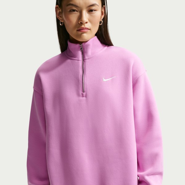 Womens Nike Sportswear Phoenix Fleece Oversized 1/4-Zip Long Sweatshirt in Purple | HJ0931-503