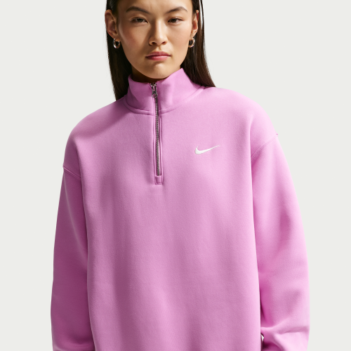 Womens Nike Sportswear Phoenix Fleece Oversized 1/4-Zip Long Sweatshirt in Purple | HJ0931-503