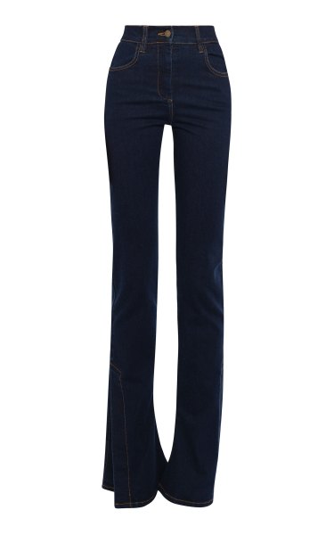 A.W.A.K.E. MODE Cotton-Blend Fitted Stretch Flared Jeans with Ankle Slits - Moda Operandi