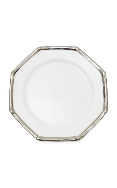 Este Ceramiche for Moda Domus - Set-Of-Four Bamboo-Trimmed Ceramic Dinner Plates - Silver - Moda Operandi