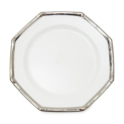 Este Ceramiche for Moda Domus – Set-Of-Four Bamboo-Trimmed Ceramic Dinner Plates – Silver – Moda Operandi