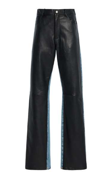 HAIKURE Star Leather and Denim High-Rise Straight-Leg Jeans Moda Operandi