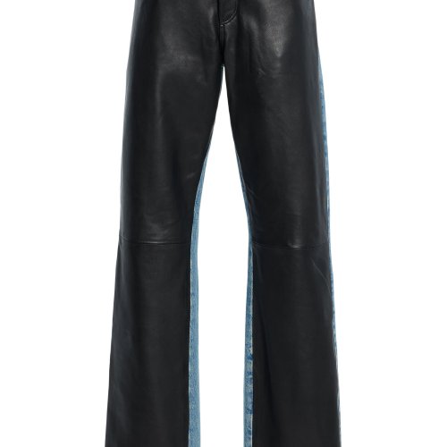 HAIKURE Star Leather and Denim High-Rise Straight-Leg Jeans Moda Operandi