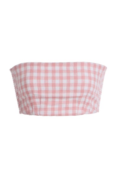 Posse Exclusive Riviera Paige Gingham Linen Crop Top Moda Operandi