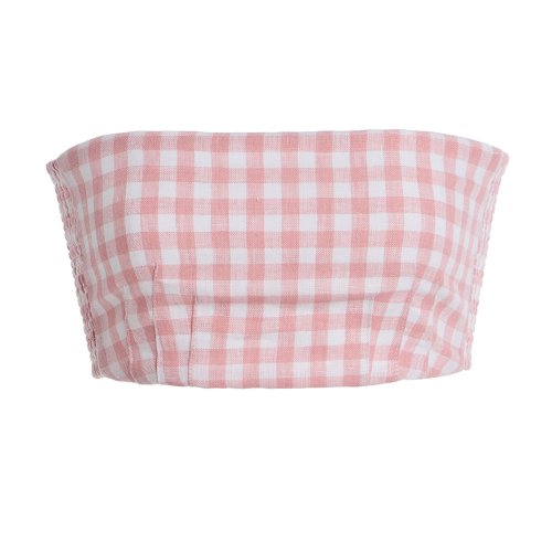 Posse Exclusive Riviera Paige Gingham Linen Crop Top Moda Operandi
