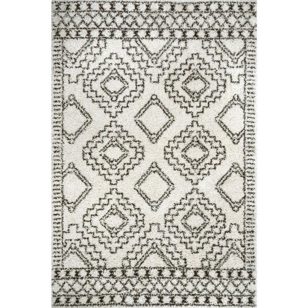Lacey Moroccan Tribal Shag Off White 10 ft. 2 in. x 14 ft. Area Rug