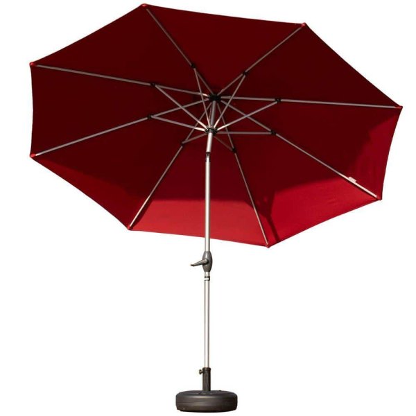 9 ft. Aluminium Market Patio Umbrella with Push Button Tilt and Crank 8 Sturdy Rib UV Protection Waterproof in Brick Red