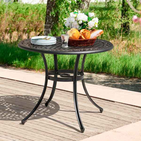 Nuu Garden 35 Outdoor Round Dining Table, Antique Bronze
