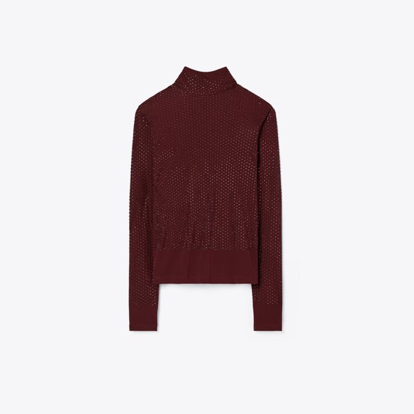 Tory Burch Embellished Viscose Jersey Turtleneck