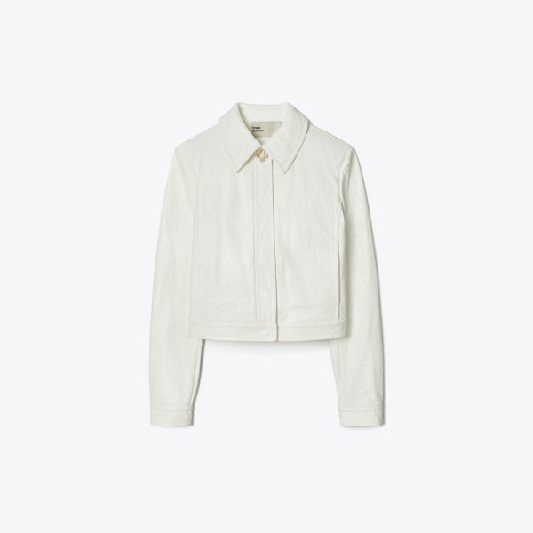 Tory Burch Faux Crinkle Leather Jacket
