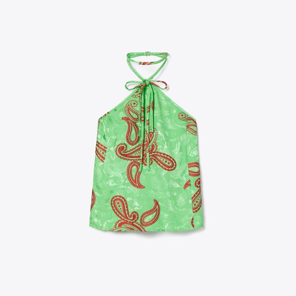 Tory Burch Satin Paisley Knot Top
