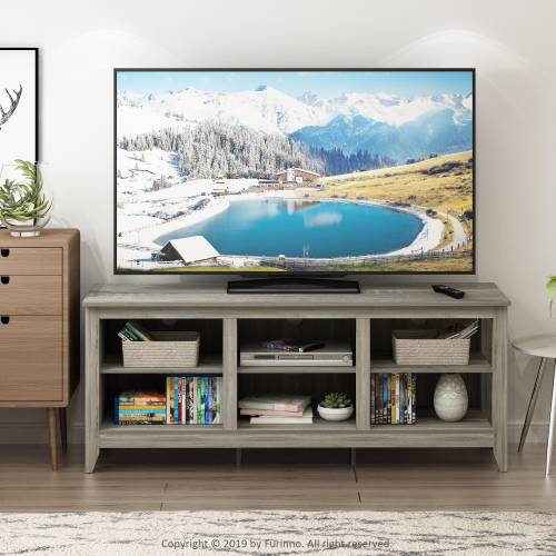 Jensen 60 TV Stand with Shelves, French Oak Gray