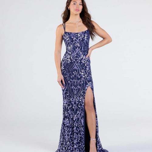 Andrea Cutout Slit Mermaid Sequin Formal Dress