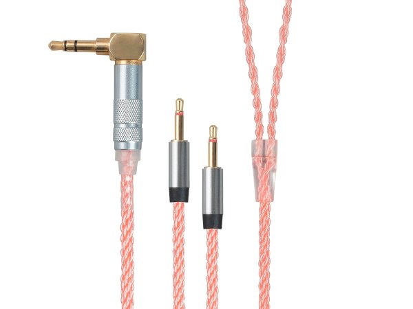Monolith by Monoprice Oxygen-Free Copper Braided Headphone Cable, 3.5mm TRS to Dual 2.5mm TS, 5ft, Pink