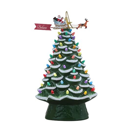 90th Anniversary Collection Green 16 Ceramic LED Tree with Animated Santas Sleigh By Mr. Christmas | Michaels