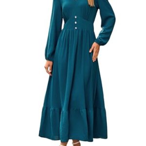Casual V Neck Elegant Flowy Dress