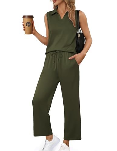 Sleeveless Matching Lounge Set Wide Leg
