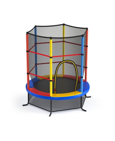 55 Inch Kids Recreational Trampoline Bouncing Jumping Mat with Enclosure Net - Yellow