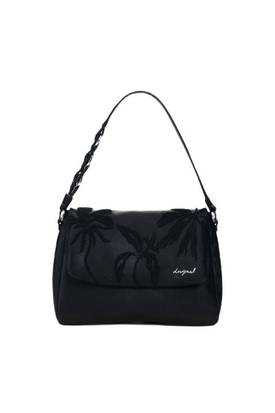 Desigual Womens Medium backpack with embroidered charms - Black