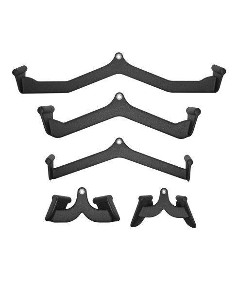 Sugfit Lat Pulldown Bar Set 5-Piece Cable Row T-Bar V-Bar Attachments Rubber Grip - Black