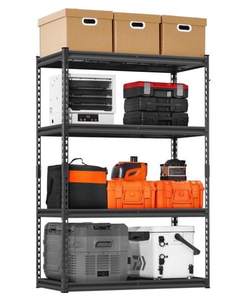 Mecale 4-Tier Storage Shelves, 2400-Lb Capacity, Adjustable Heavy-Duty Utility Rack - Black