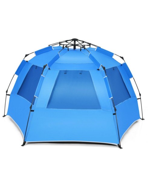Gouun 3-4 Person Pop-Up Beach Tent with Upf 50+ Protection and Front Porch - Blue