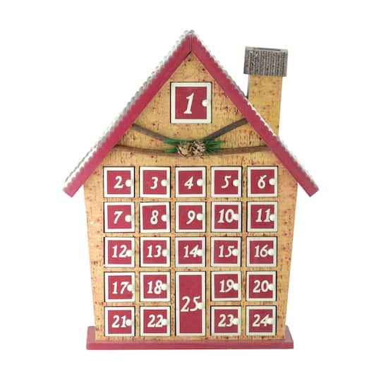 15 Red & Beige House with Advent Calendar Tabletop Decoration By Northlight | 15 x 12 x 3.25 | Michaels