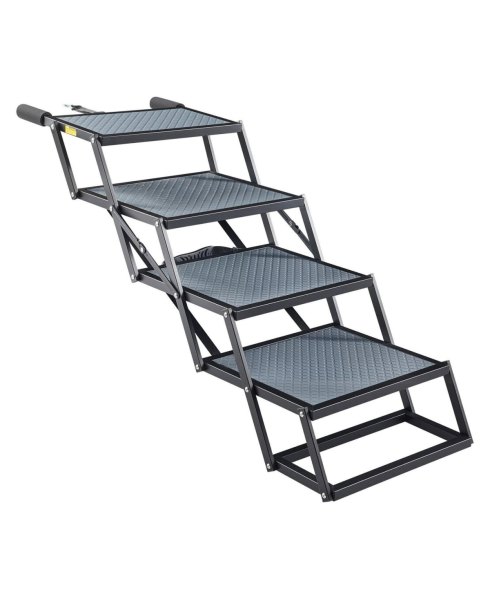 Cozito Dog Stairs for Car 4-Step Extra Wide Foldable Ramp for Large Dogs