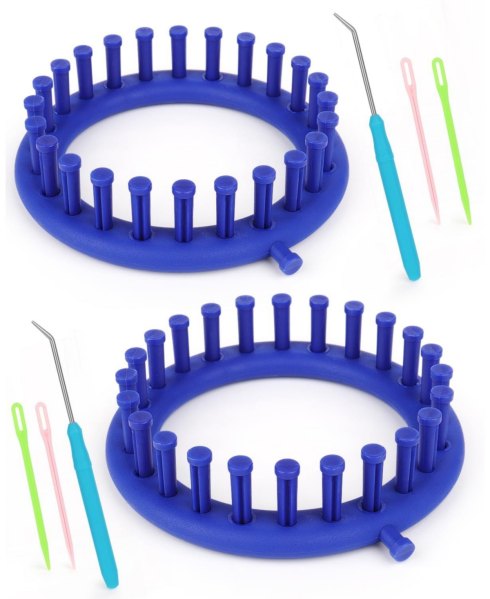 Aeelike Round Knitting Looms Set - 24 Pegs, 14 cm Diameter Plastic Loom for Beginners - Small Round Loom Set for Diy, Teaching, Learning