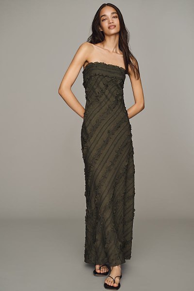 Strapless Textured Column Midi Dress