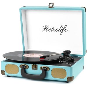 Record Player, 3-Speed Bluetooth Suitcase Vinyl Player
