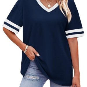 Oversized T-shirts Striped Short Sleeve