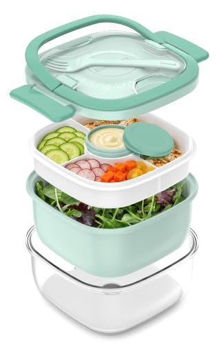Salad Container with Ice Pack & Handle, 6.8 Cup Bento Box