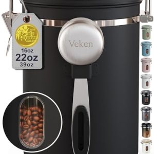 Coffee Canister with Window, Airtight Stainless Steel Container, 22OZ