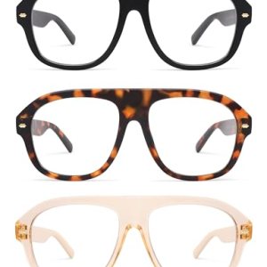 3-Pack Retro Blue Light Aviator Reading Glasses