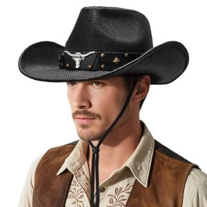 Straw Cowboy Hat for Women and Men