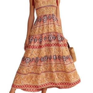 Maxi Dress Casual Tie Strap Smocked Tiered