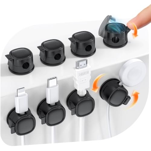 8 Pack Rotatable Cable Clips Cord Organizer,