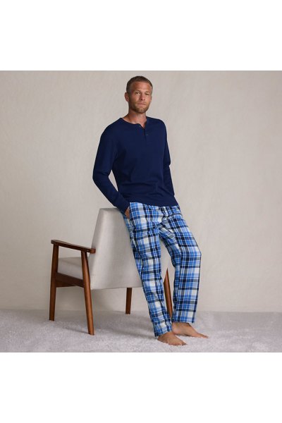 Mens Flannel Pajama Pants Lands End Blue