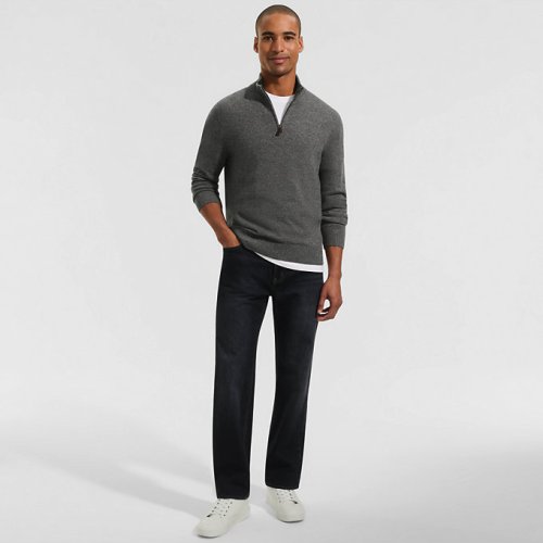 Mens Fine Gauge Cashmere Quarter Zip Lands End