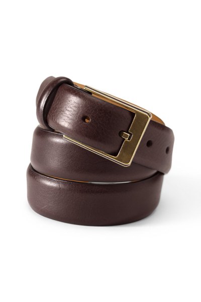 Mens Big Feather Edge Dress Belt Lands End Brown