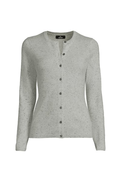 Womens Cashmere Cardigan Sweater Lands End Gray