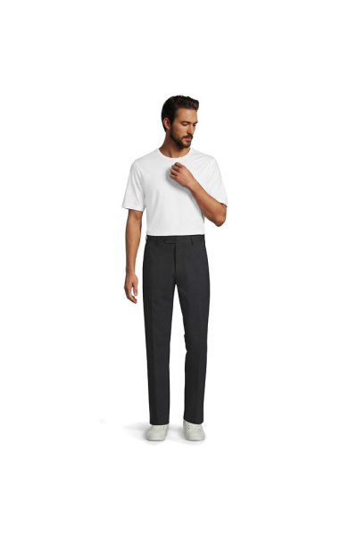 Mens Traditional Fit Yearrounder Stretch Wool Dress Pants Lands End