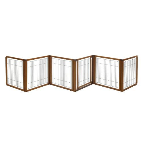 Richell Convertible Elite Pet Gate – Freestanding Dog in Brown, Size: 129.9-134.4L X 31.7-33.7W 31.5H | PetSmart