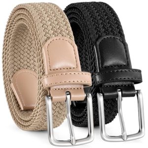 2 Pack Elastic Belts for Men