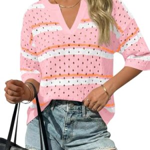 Crochet Knit Tops Summer Short Sleeve Beach Sweater